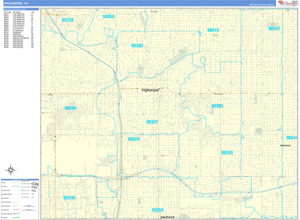 Inglewood Wall Map