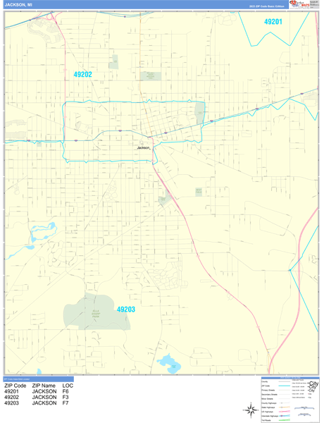 Jackson Zip Code Wall Map