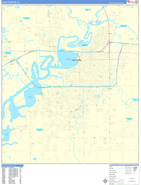 Lake Charles City Limits Map Lake Charles Louisiana Wall Map (Basic Style) By Marketmaps - Mapsales