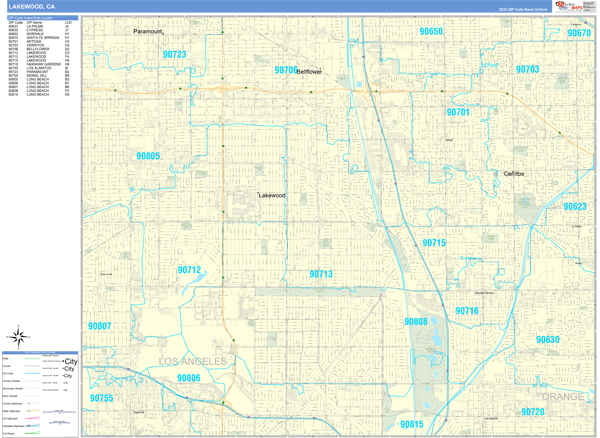 Lakewood Wall Map