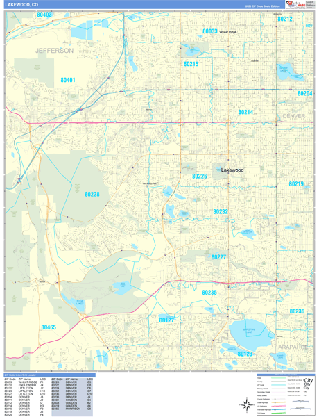 Lakewood Wall Map