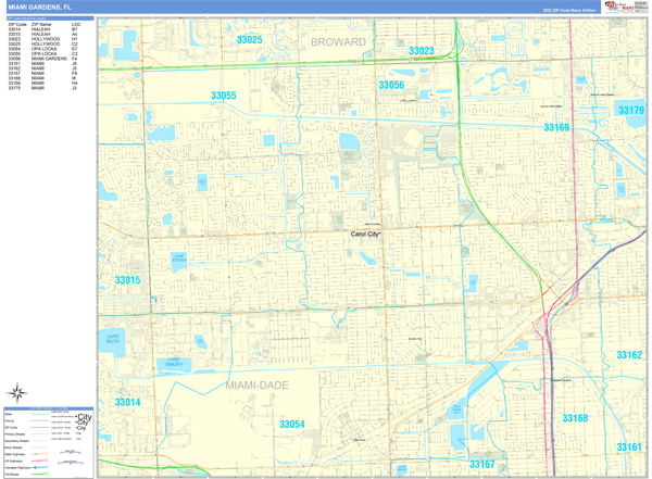 Miami Gardens Florida Wall Map (Basic Style) by MarketMAPS - MapSales