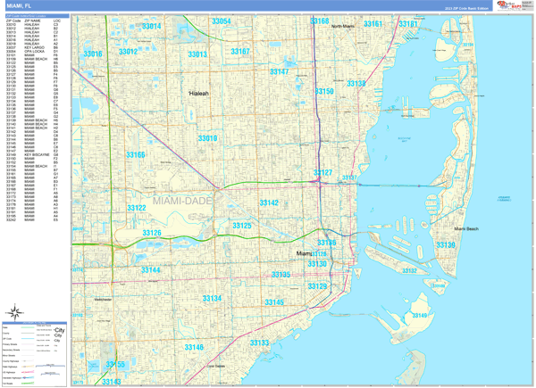Miami Wall Map