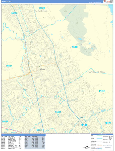 Milpitas Wall Map