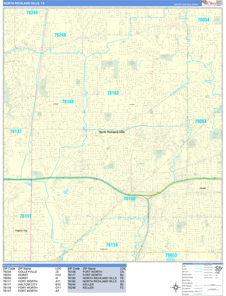 Wall Maps of North Richland Hills Texas - marketmaps.com