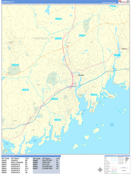 Norwalk Wall Map
