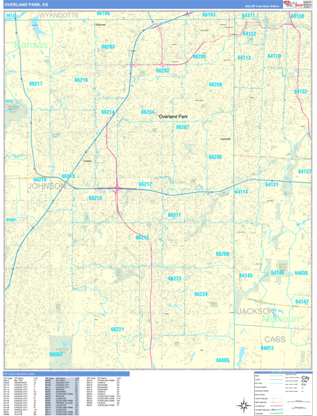 Overland Park Kansas Zip Code Maps - Basic