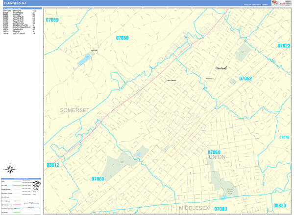 Plainfield Wall Map
