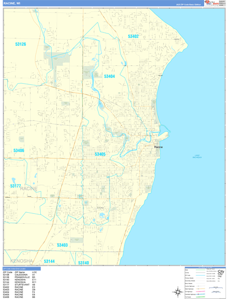 Racine Wall Map