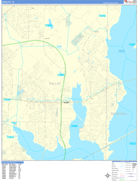 Rowlett Wall Map