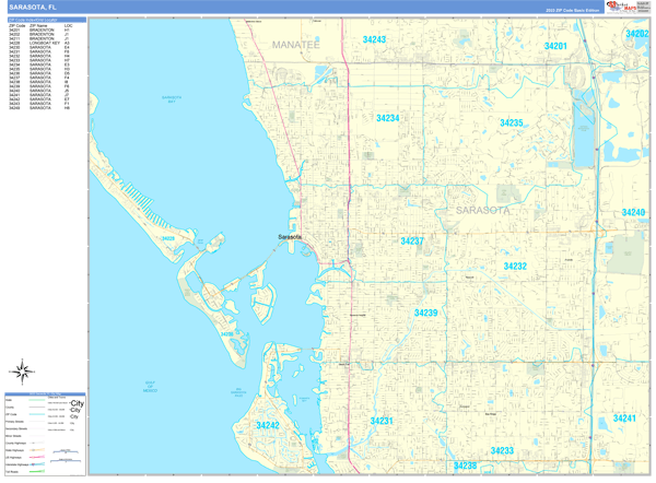 Sarasota Wall Map