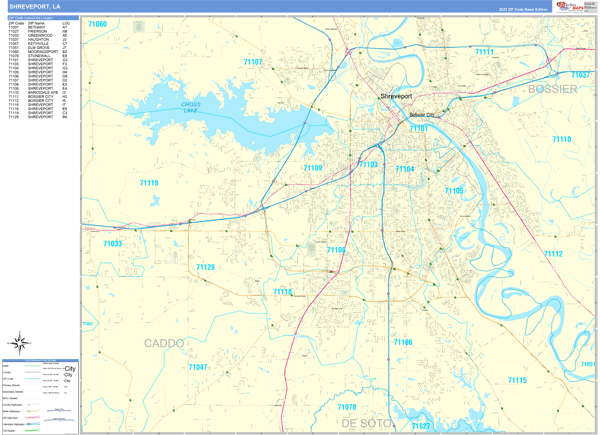 Shreveport Wall Map
