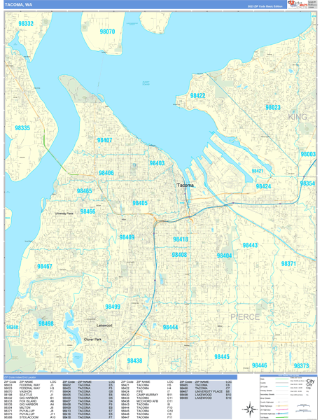 Tacoma Wall Map