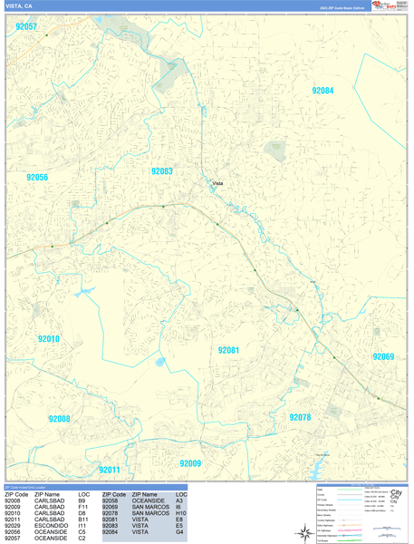 Vista Wall Map