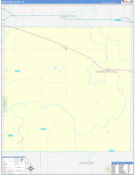 Armstrong County, TX Carrier Route Wall Map