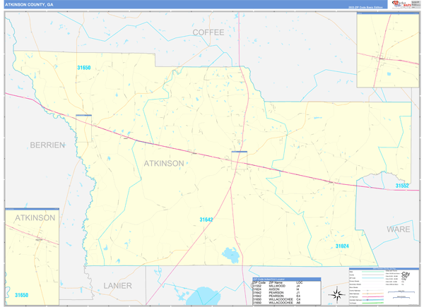 Atkinson County, GA Zip Code Wall Map