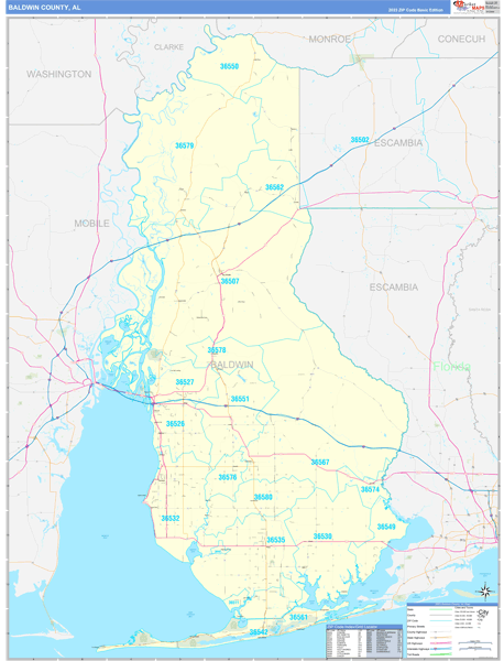 Baldwin County, AL Carrier Route Wall Map