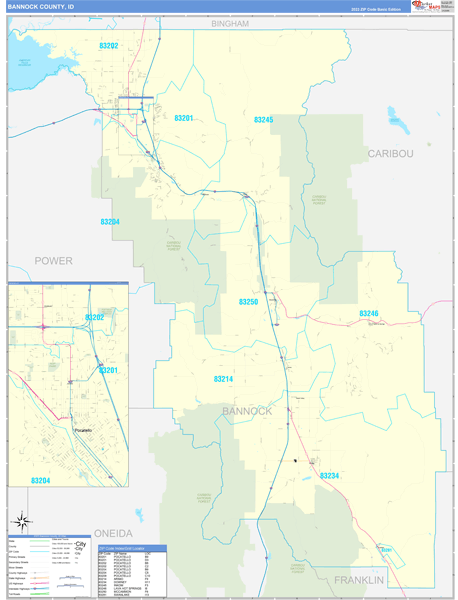 Bannock County, ID Carrier Route Wall Map