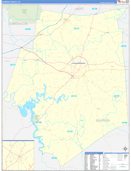 Barren County, KY Zip Code Map