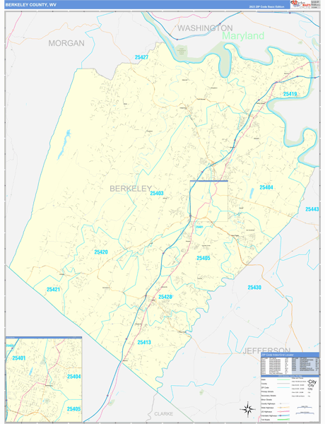 Berkeley County, WV Carrier Route Wall Map