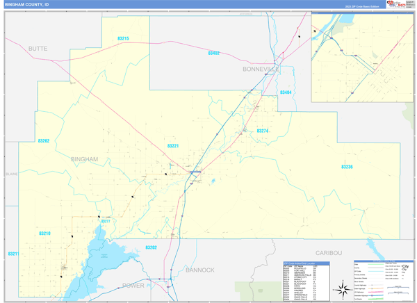 Bingham County, ID Zip Code Wall Map