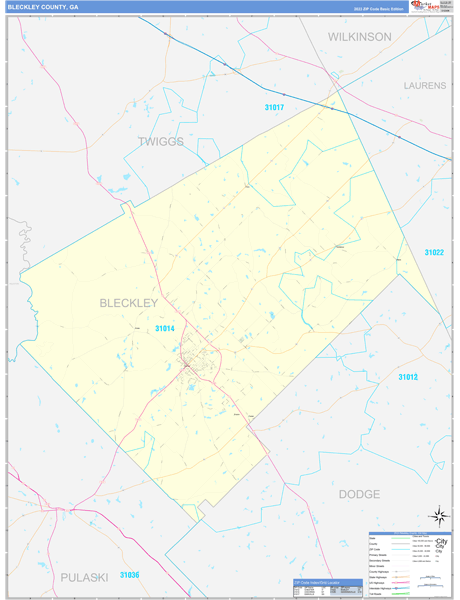 Bleckley County, GA Zip Code Map