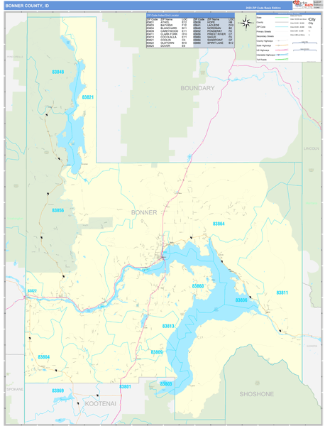 Bonner County, ID Carrier Route Wall Map
