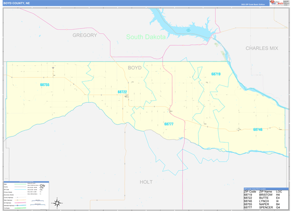 Boyd County, NE Zip Code Map