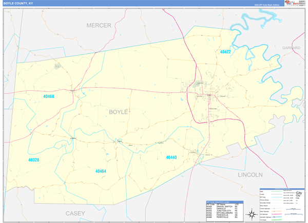 Boyle County, KY Zip Code Map