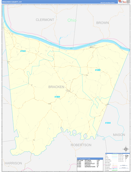 Bracken County, KY Zip Code Map