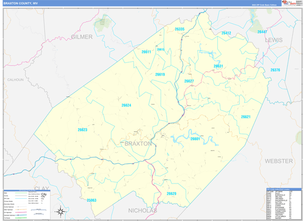Braxton County Digital Map Basic Style