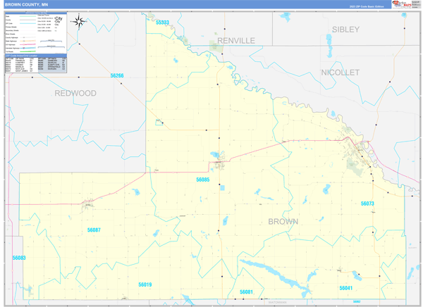 Brown County, MN Zip Code Map