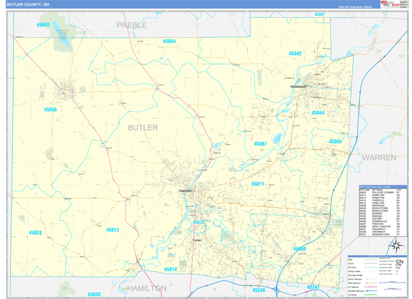 Butler County, OH Zip Code Map