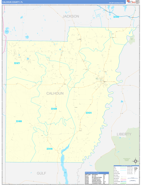 Calhoun County, FL Carrier Route Wall Map