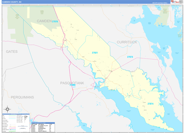 Camden County, NC Carrier Route Wall Map