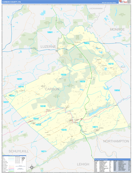 Carbon County, PA Zip Code Map
