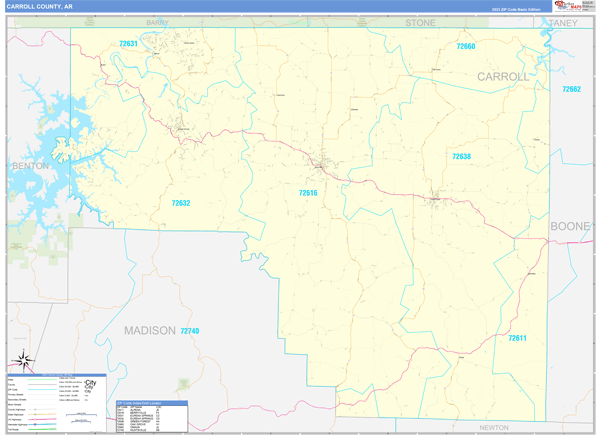 Carroll County, AR Carrier Route Wall Map