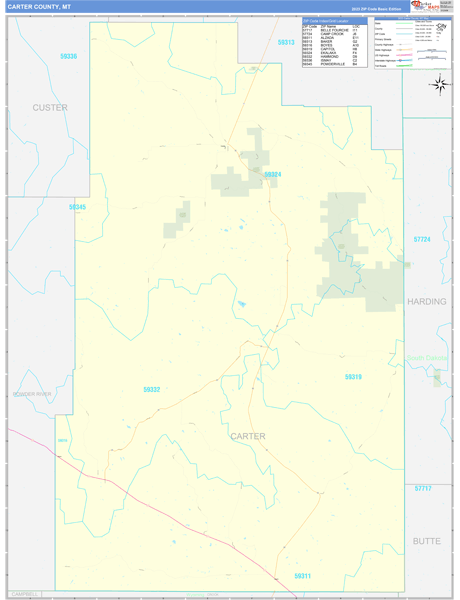 Carter County, MT Zip Code Map
