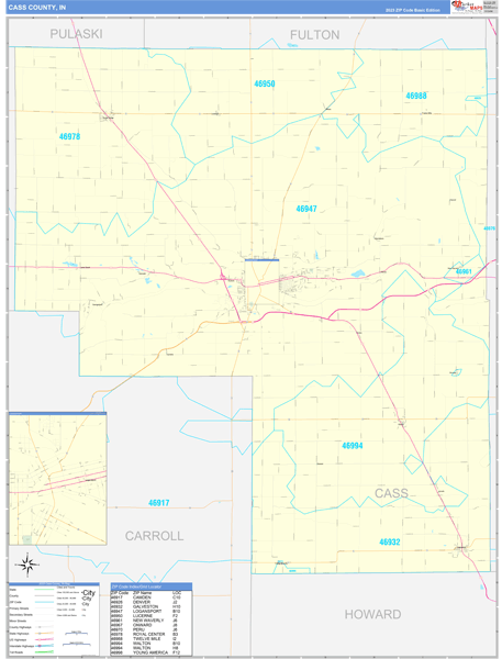 Cass County, IN Map Basic Style