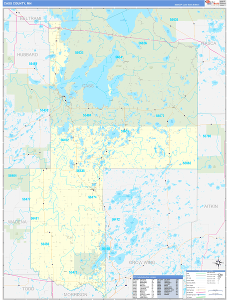 Cass County, MN Wall Map Basic Style