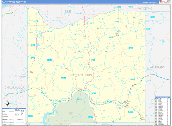 Cattaraugus County, NY Zip Code Map