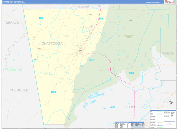Chattooga County, GA Zip Code Map