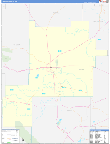 Chaves County, NM Zip Code Wall Map