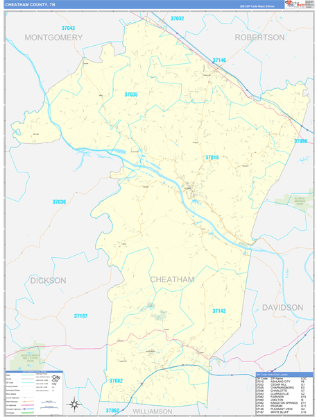 Cheatham County, TN Zip Code Map