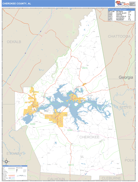 Cherokee County, AL Zip Code Map