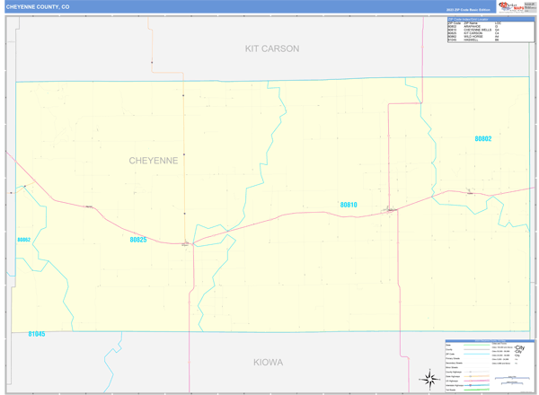 Cheyenne County, CO Wall Map Basic Style