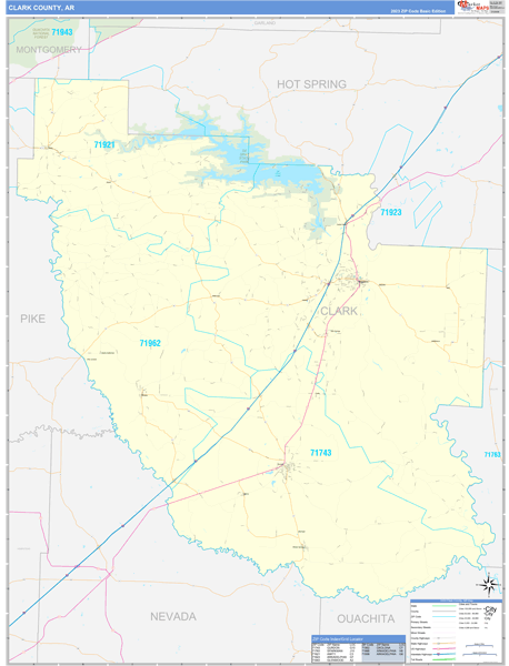 Clark County, AR Carrier Route Wall Map
