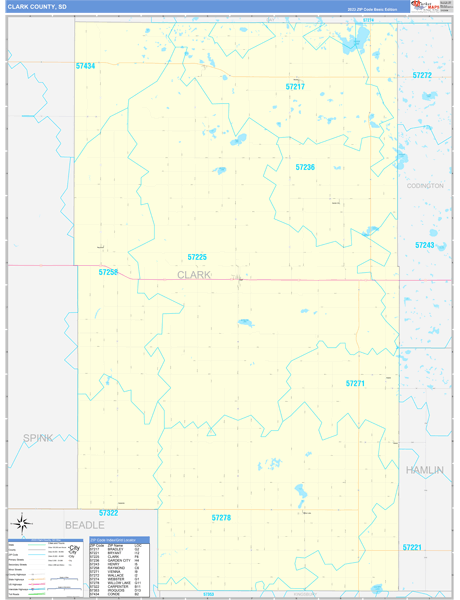 Clark County, SD Wall Map Basic Style