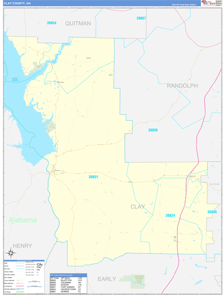 Clay County, GA Zip Code Map