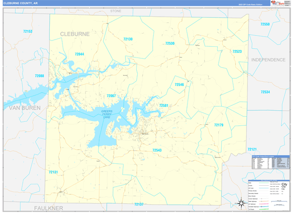 Cleburne County, AR Zip Code Map